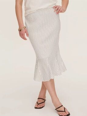 Kate Spade White and Black Polka Dot Pencil Skirt with Flared trumpet Hem NWOT